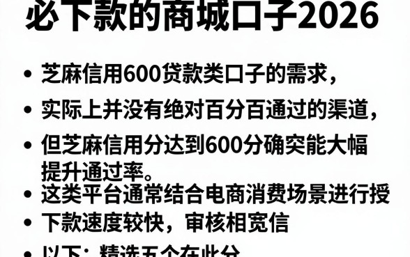 必下款的商城口子2026,条列五个芝麻信用600贷款口子