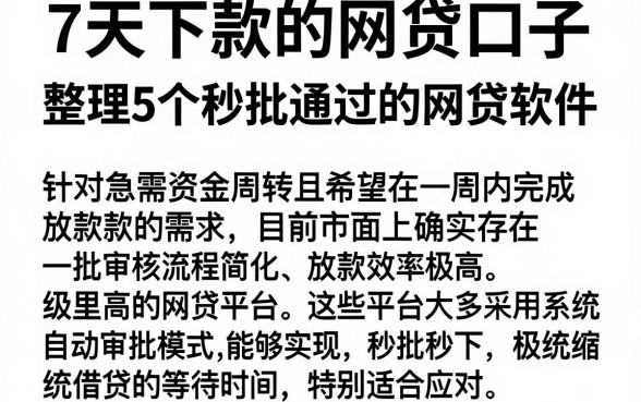 7天下款的网贷口子,整理5个秒批通过的网贷软件