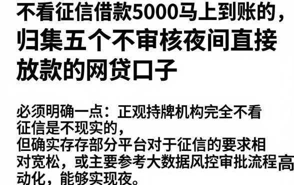 不看征信借款5000马上到账的,归集五个不审核夜间直接放款的网贷口子