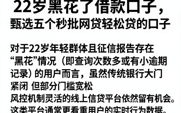 22岁黑花了借款口子,甄选五个秒批网贷轻松贷的口子