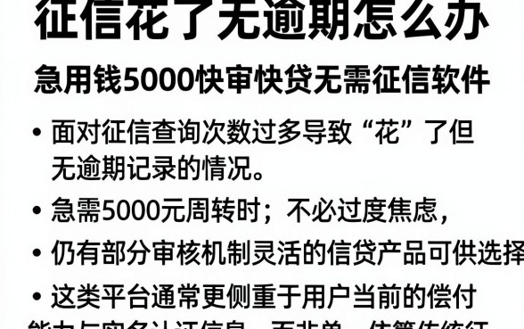 征信花了无逾期怎么办，汇总五个急用钱5000快审快贷无需征信软件