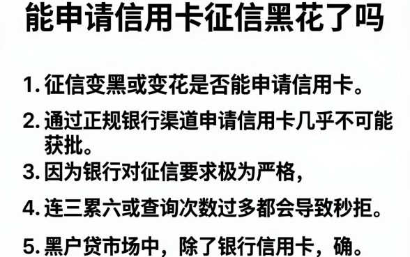 能申请信用卡征信黑花了吗，胪列5个黑户可以做大额贷款口子
