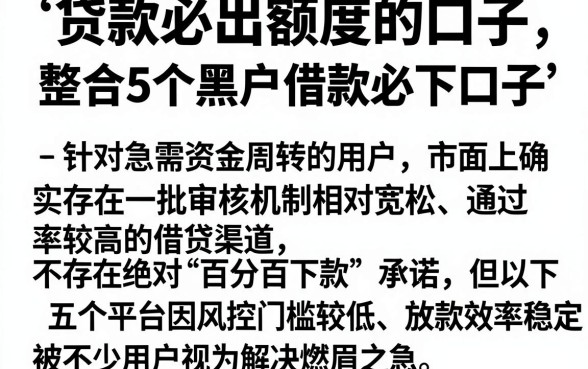 贷款必出额度的口子,整合5个黑户借款必下口子