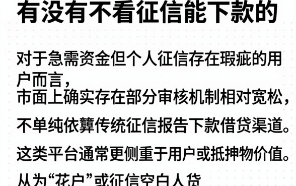 有没有不看征信能下款的，概览五个贷款好做不看征信的平台