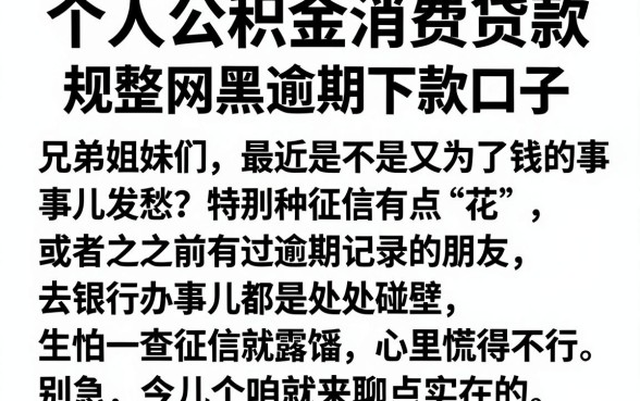 个人公积金消费贷款,规整5个网黑逾期下款口子