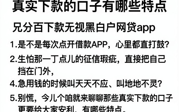 真实下款的口子有哪些特点,条列5个百分百下款无视黑白户网贷app