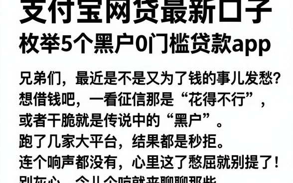 支付宝网贷最新口子,枚举5个黑户0门槛贷款app
