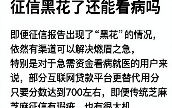征信黑花了还能看病吗,理出五个秒下700芝麻分贷款平台