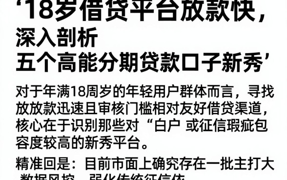 18岁借贷平台放款快,深入剖析五个高能分期贷款口子新秀