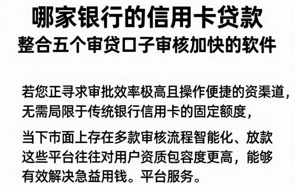 哪家银行的信用卡贷款,整合五个审贷口子审核加快的软件