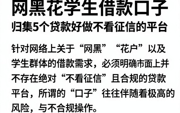 网黑花学生借款口子,归集5个贷款好做不看征信的平台