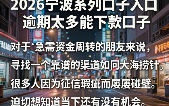 2026宁波系列口子入口，细致阐述五个逾期太多能下款口子