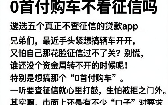 0首付购车不看征信吗,遴选五个真正不查征信的贷款app