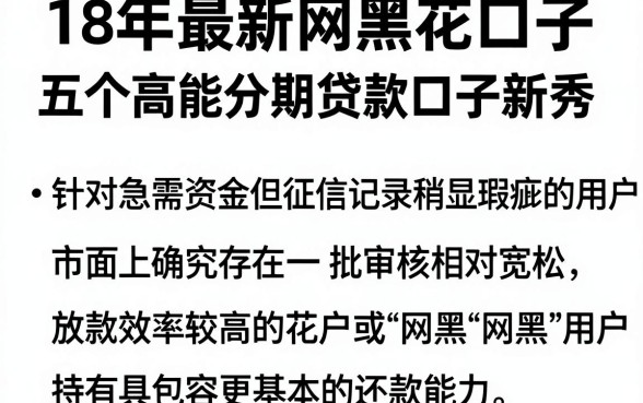18年最新网黑花口子，细致阐述五个高能分期贷款口子新秀