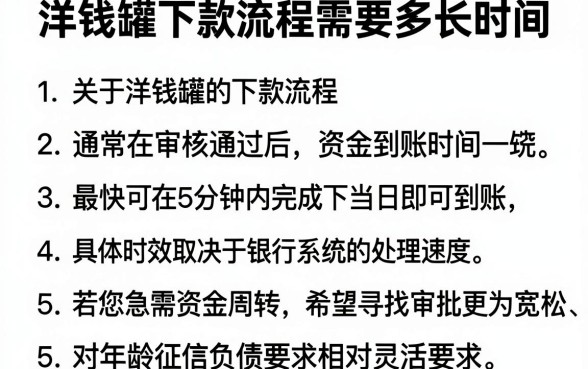 洋钱罐下款流程需要多长时间,规整5个不看年龄征信负债的软件