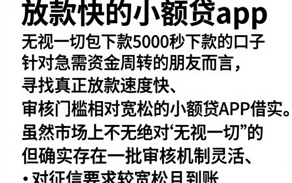 放款快的小额贷app，细致阐述五个无视一切包下款5000秒下款的口子