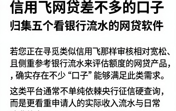 信用飞网贷差不多的口子，归集五个看银行流水的网贷软件