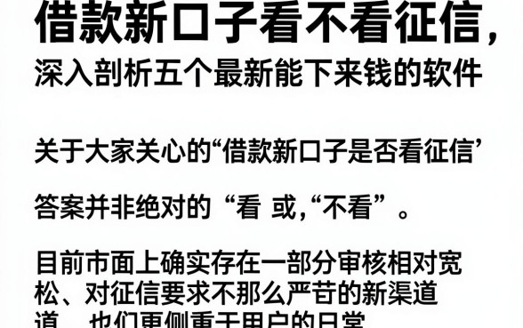 借款新口子看不看征信,深入剖析五个最新能下来钱的软件