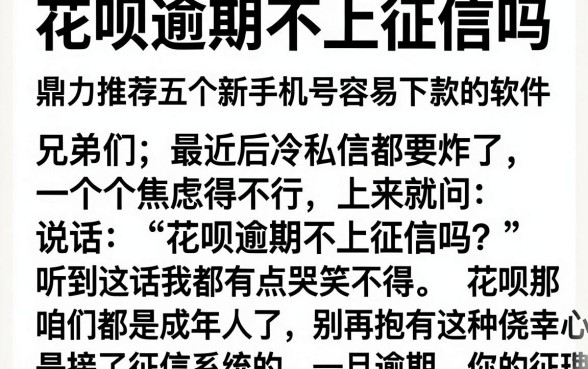 花呗逾期不上征信吗,鼎力推荐五个新手机号容易下款的软件