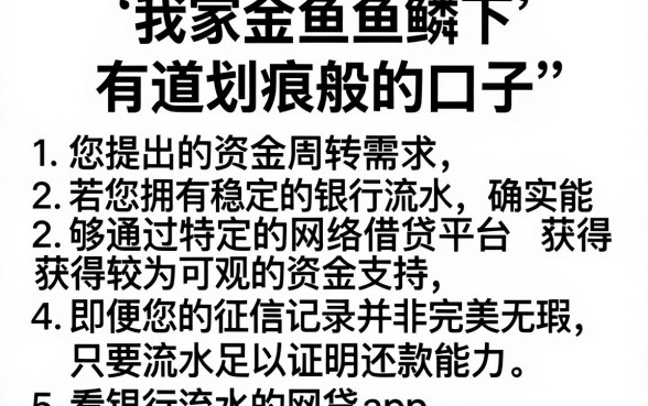 我家金鱼鱼鳞下有道划痕般的口子,详尽说明5个看银行流水的网贷app