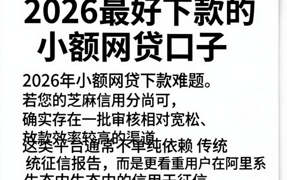 2026最好下款的小额网贷口子，整合五个芝麻信用可以借钱的平台
