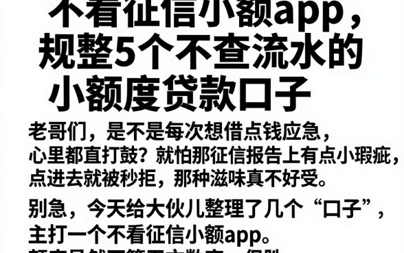 不看征信小额app，规整5个不查流水的小额度贷款口子