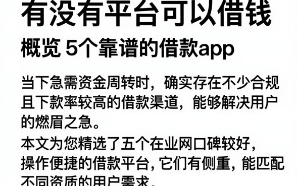 有没有平台可以借钱，概览5个靠谱的借款app
