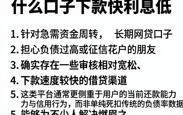 什么口子下款快利息低,罗列五个不看负债的长期网贷口子