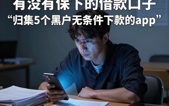有没有保下的借款口子，归集5个黑户无条件下款的app