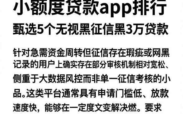 小额度贷款app排行，甄选5个无视网黑征信黑3万贷款