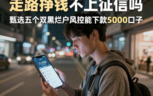 走路挣钱不上征信吗,甄选五个双黑烂户风控能下款5000口子