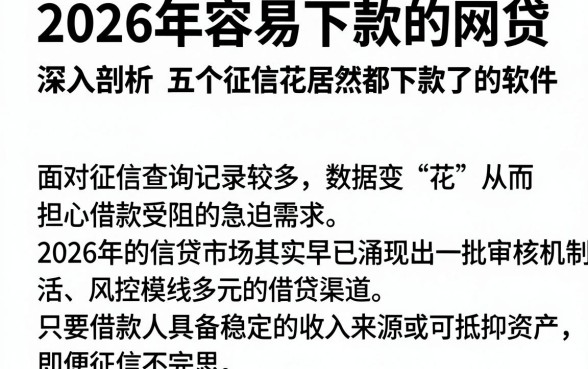 2026年容易下款的网贷,深入剖析五个征信花居然都下款了的软件