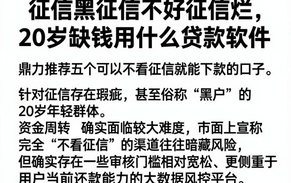 征信黑征信不好征信烂20岁缺钱用什么贷款软件,鼎力推荐五个可以不看征信就能下款的口子