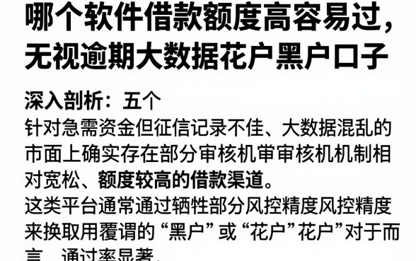 哪个软件借款额度高容易过,深入剖析五个无视逾期大数据花户黑户口子