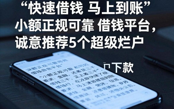 快速借钱马上到账小额正规可靠借钱平台,诚意推荐5个超级烂户双黑下款口子