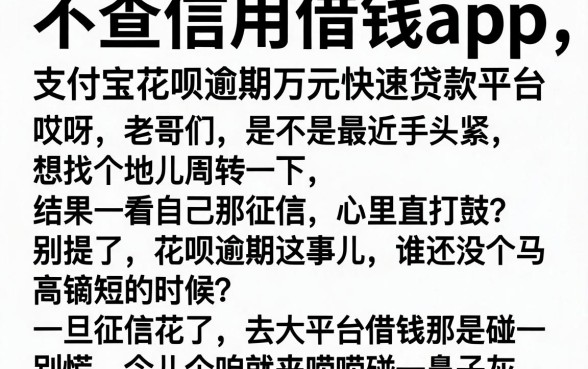 不查信用借钱app,细致阐述五个支付宝花呗逾期万元快速贷款平台