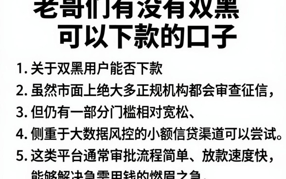 老哥们有没有双黑可以下款的口子,罗列五个借款快的网贷软件