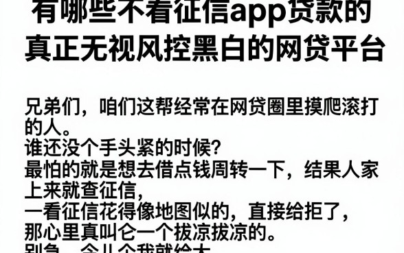 有哪些不看征信app贷款的，陈列5个真正无视风控黑白的网贷平台
