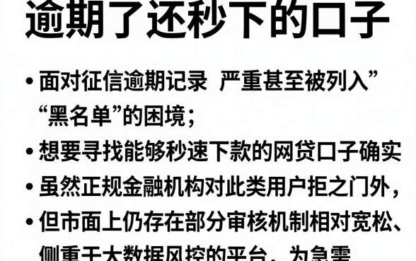 逾期了还秒下的口子,概括五个黑征信也能贷款的网贷平台