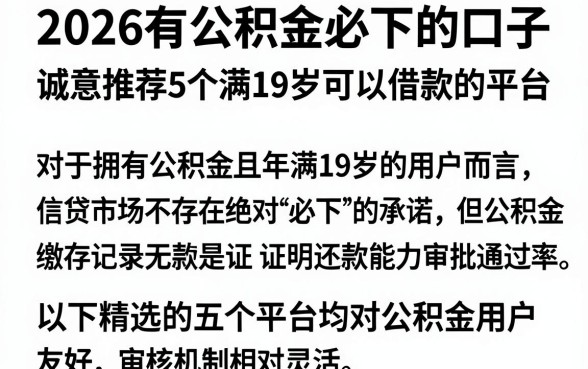 2026有公积金必下的口子,诚意推荐5个满19岁可以借款的平台