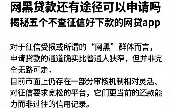 网黑贷款还有途径可以申请吗,揭秘五个不查征信好下款的网贷app