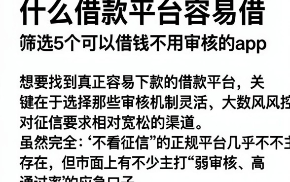 什么借款平台容易借，筛选5个可以借钱不用审核的app