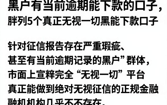 黑户有当前逾期能下款的口子，胪列5个真正无视一切黑能下款口子