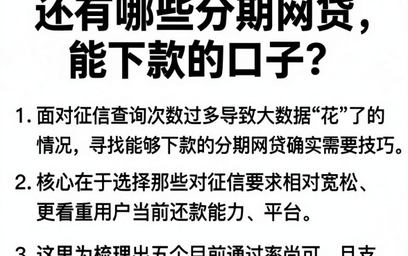 还有哪些分期网贷能下款的口子,理出5个征信花了可以借钱的网贷平台