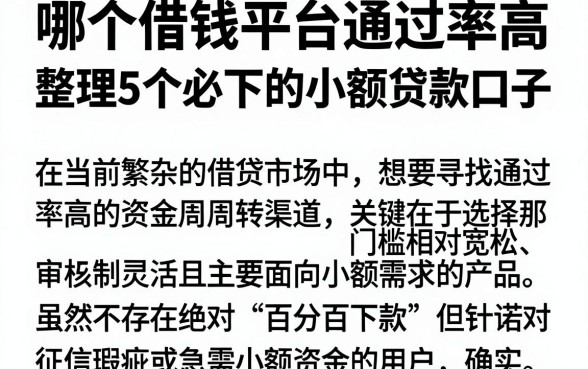 哪个借钱平台通过率高,整理5个必下的小额贷款口子