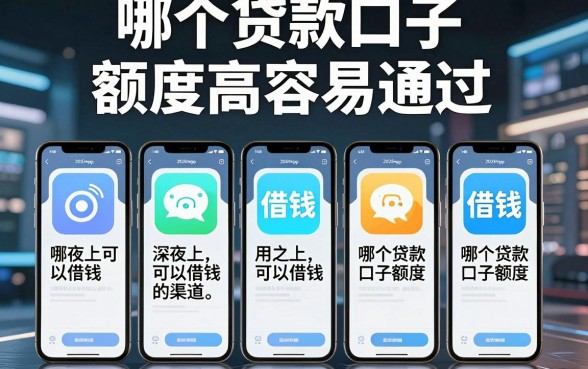 哪个贷款口子额度高容易通过,陈列五个手机上可以借钱的app
