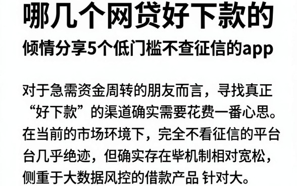 哪几个网贷好下款的,倾情分享5个低门槛不查征信的app