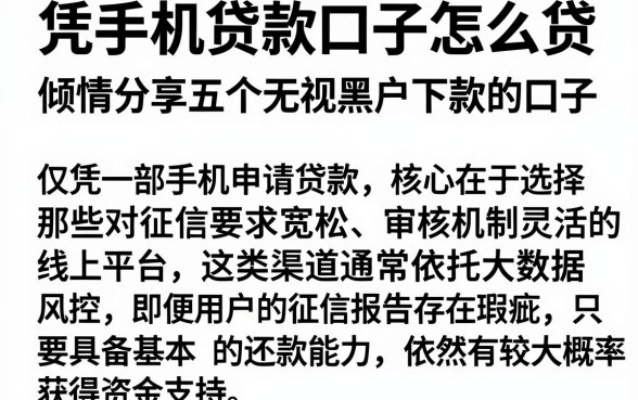 凭手机贷款口子怎么贷，倾情分享五个无视黑户下款的口子