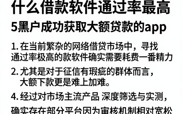 什么借款软件通过率最高,归纳5个黑户成功获取大额贷款的app