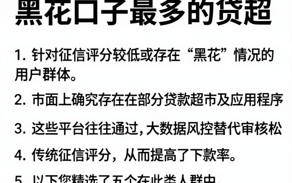 黑花口子最多的贷超，胪列五个无视评分的贷款app
